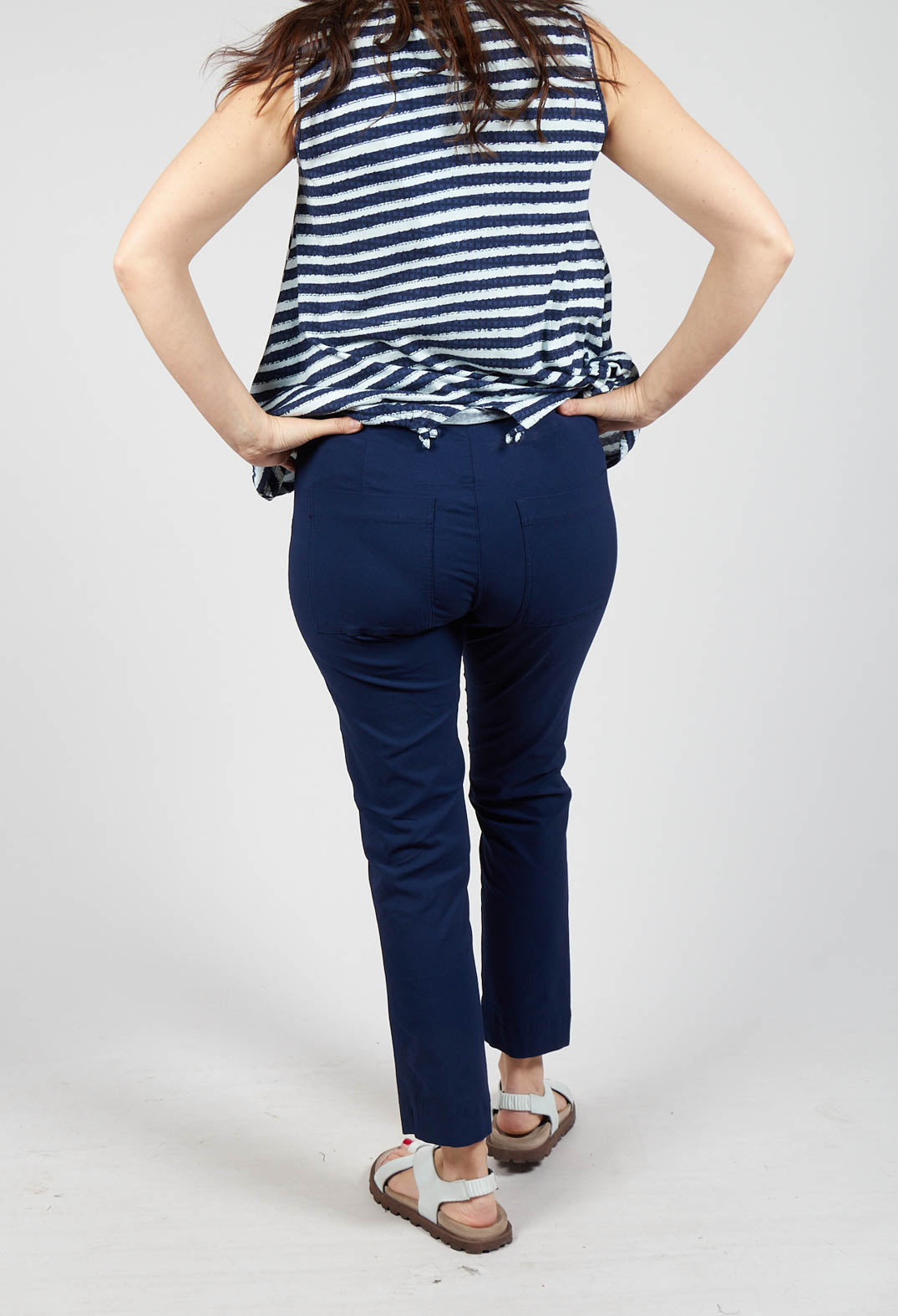 Slim Leg Pull On Trousers in Navy