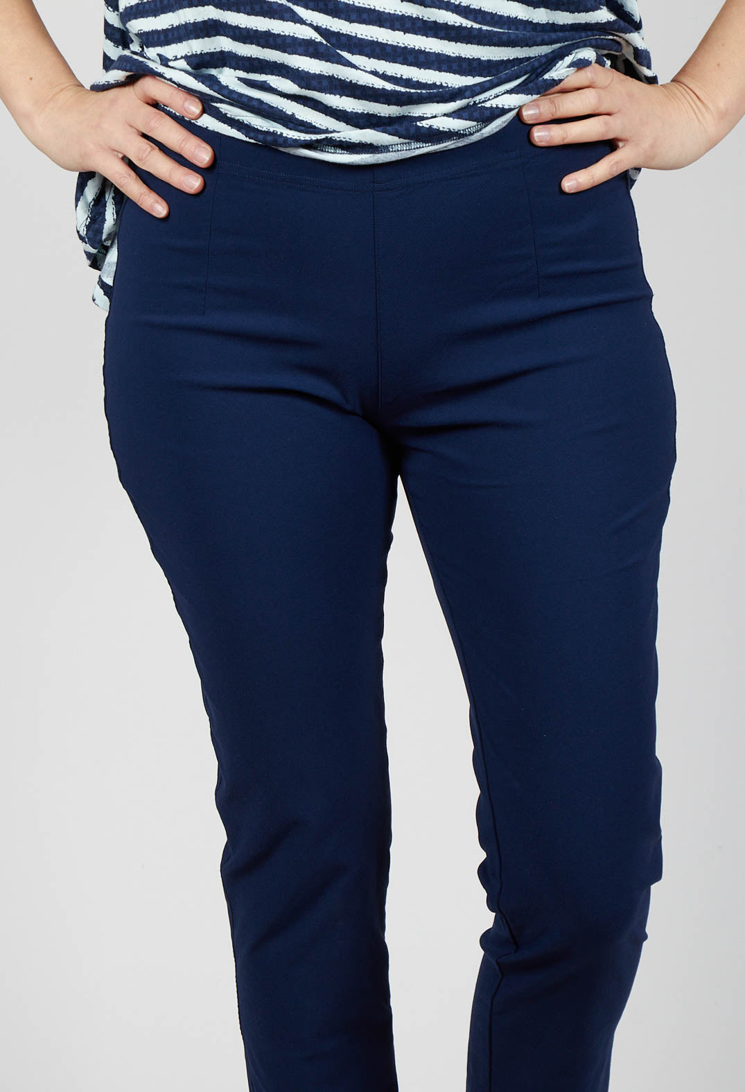 Slim Leg Pull On Trousers in Navy