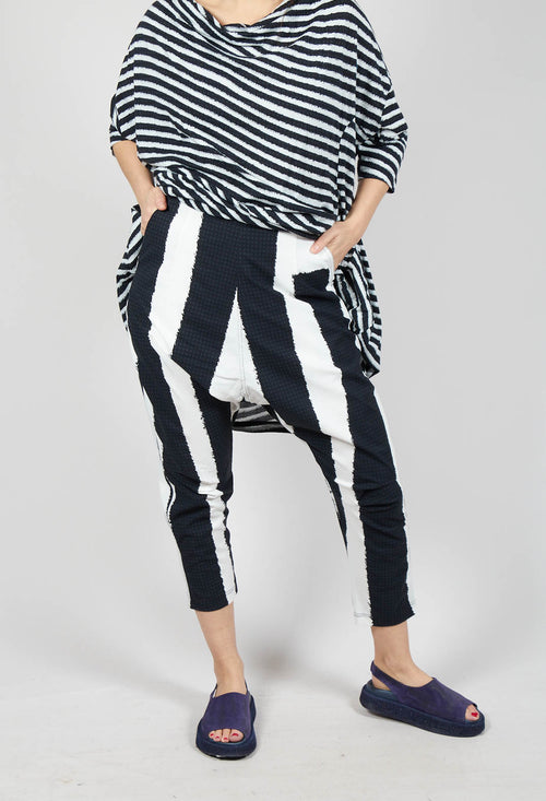 Drop Crotch Pull On Trousers in Black Print