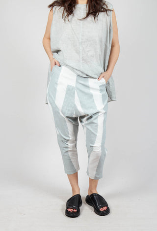 Drop Crotch Pull On Trousers in Grey Print