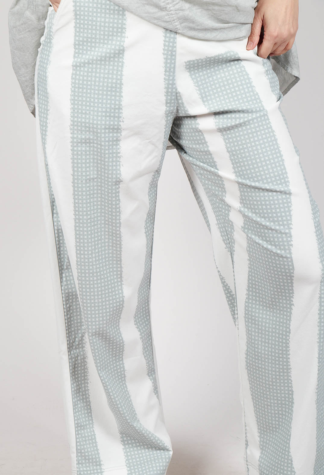 Wide Leg Pull On Trousers in Grey Print