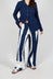 Wide Leg Pull On Trousers in Navy Print