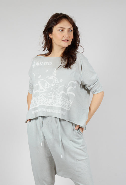 Relaxed Pullover in Grey Offwhite