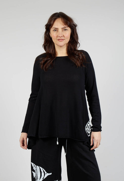 Lightweight Pullover in Black Offwhite