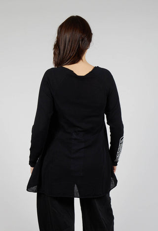 Lightweight Pullover in Black Offwhite