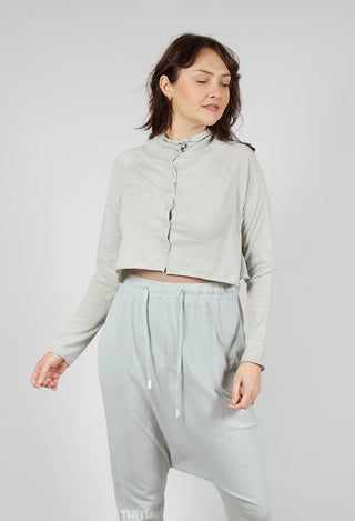 Cropped Lightweight Cardigan in Grey Offwhite