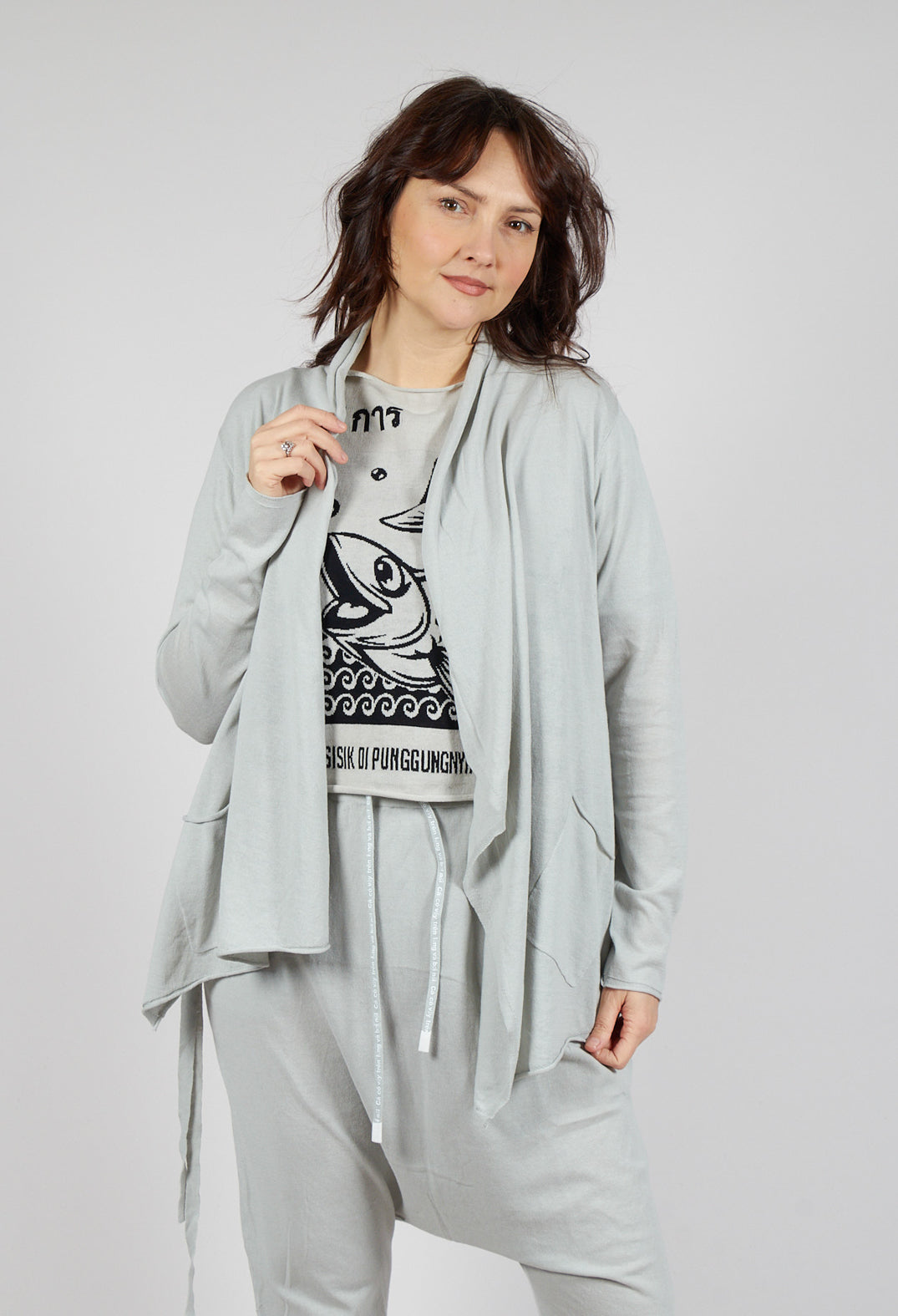 Lightweight Cardigan in Grey Black