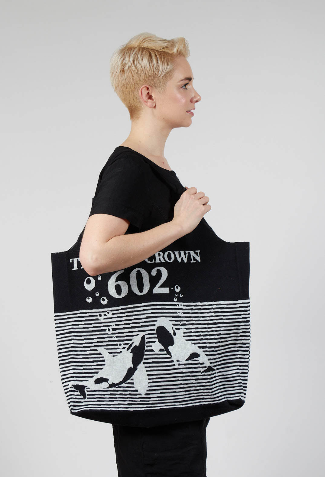 Shopper Bag in Black Offwhite