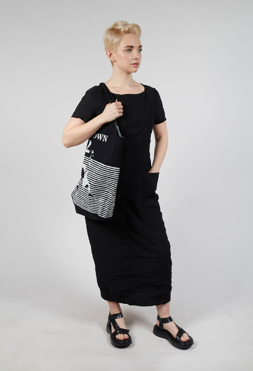 Shopper Bag in Black Offwhite