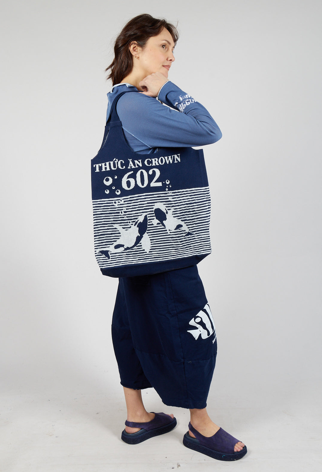 Shopper Bag in Navy Offwhite