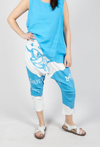 Pull On Drop Crotch Trousers in Malibu Print