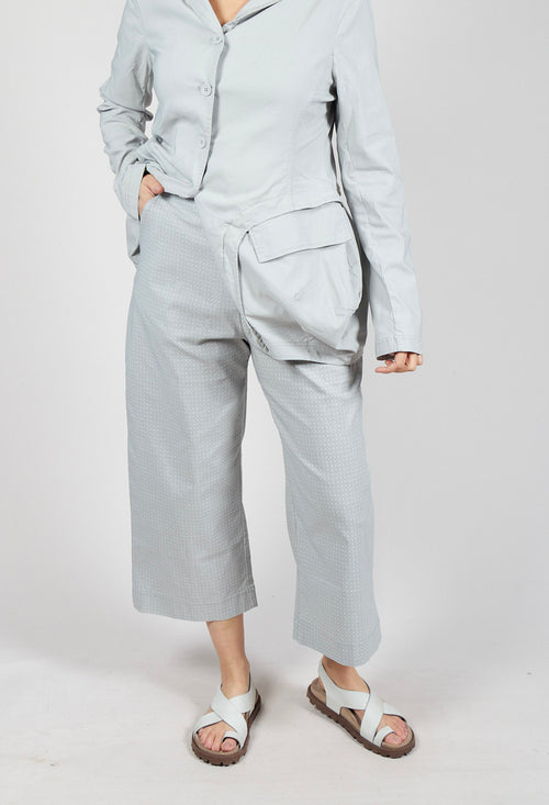 Cropped Pull On Wide Leg Trousers in Grey Check