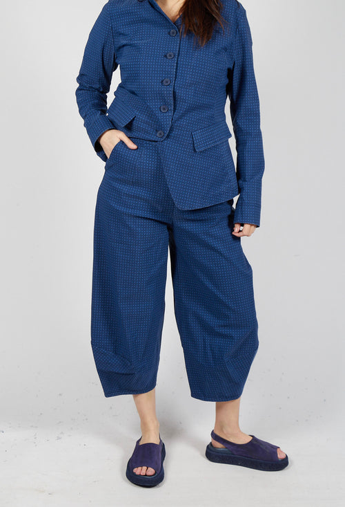 Pull On Balloon Trousers in Navy Check