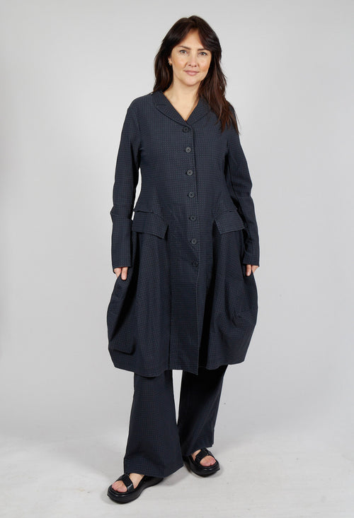 Tulip Hem Coat in Black Check