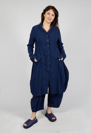 Tulip Hem Coat in Navy