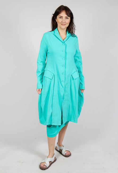 Tulip Hem Coat in Aqua