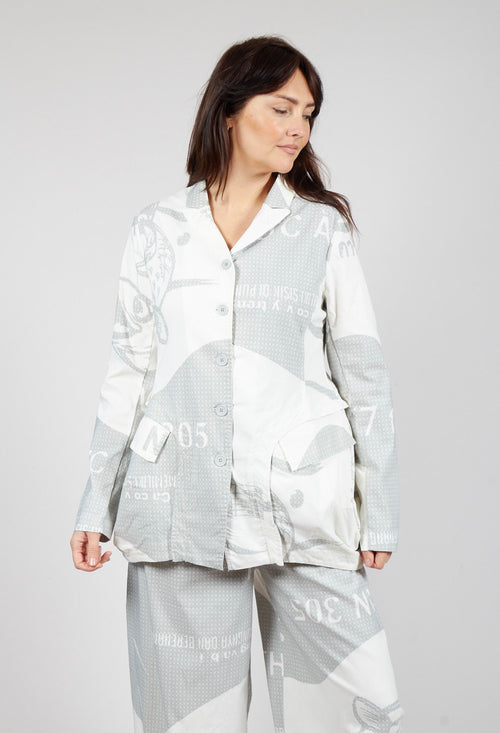 Tulip Hem Jacket in Grey Print