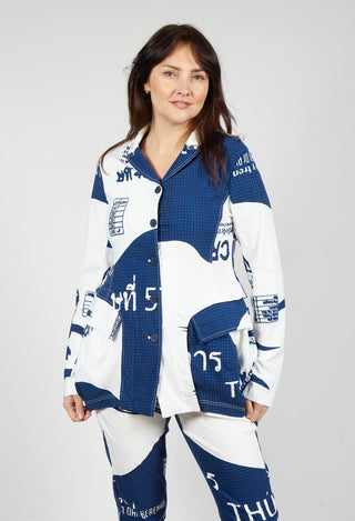 Tulip Hem Jacket in Navy Print