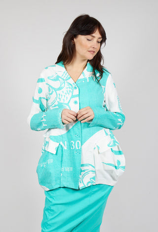 Tulip Hem Jacket in Aqua Print