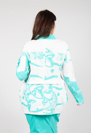 Tulip Hem Jacket in Aqua Print