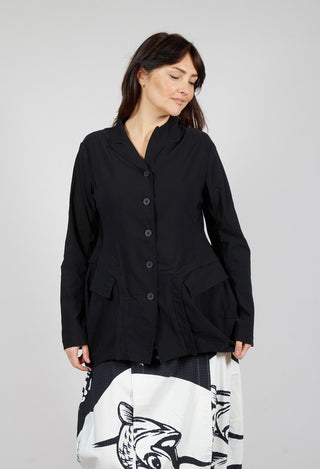 Tulip Hem Jacket in Black