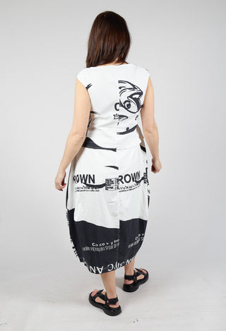 Tulip Dress with Front Panel in Black Print