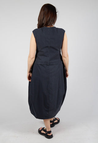 Tulip Dress with Front Panel in Black Check