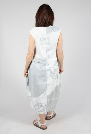 Tulip Dress with Front Panel in Grey Print