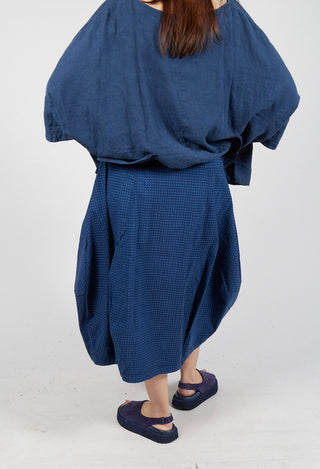 Tulip Skirt with Front Panel in Navy Check