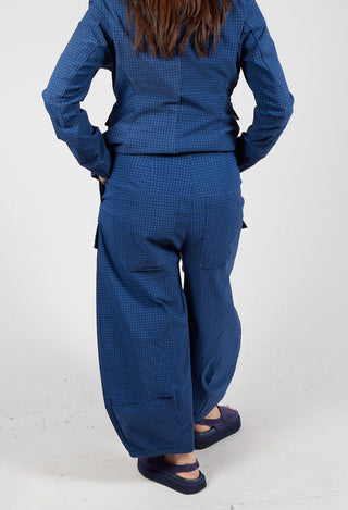 Tulip Trousers with Front Panels in Navy Check