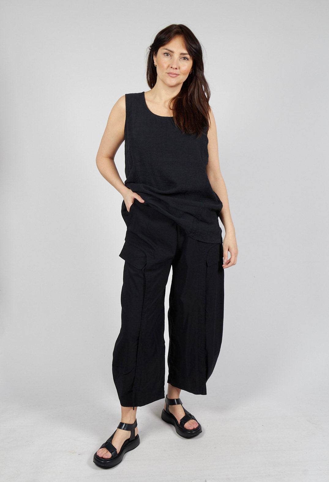 Tulip Trousers with Front Panels in Black