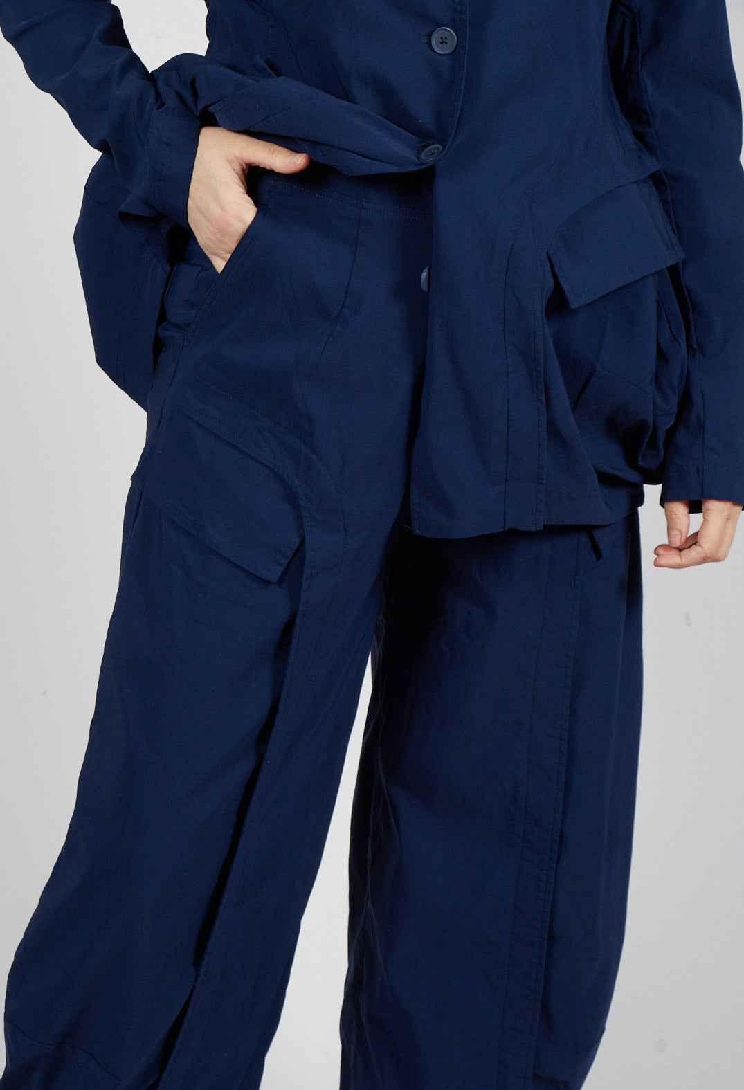 Tulip Trousers with Front Panels in Navy