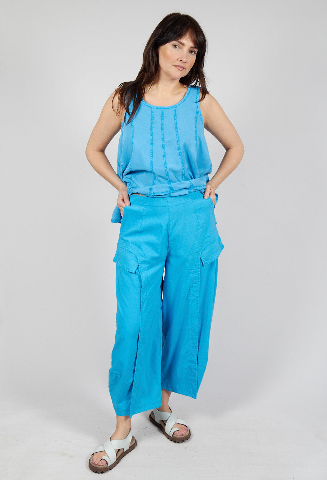 Tulip Trousers with Front Panels in Malibu