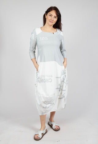 Tulip Hem Dress in Grey Print