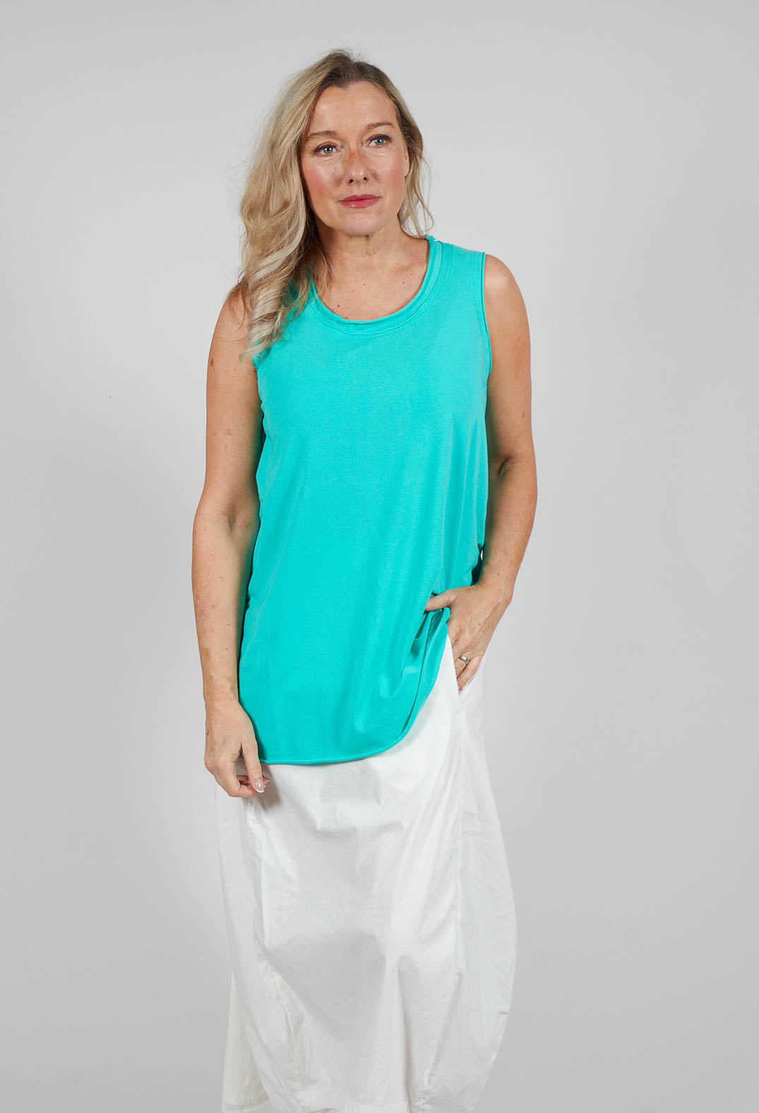 Jersey Vest Top in Aqua Jersey Vest Top in Aqua