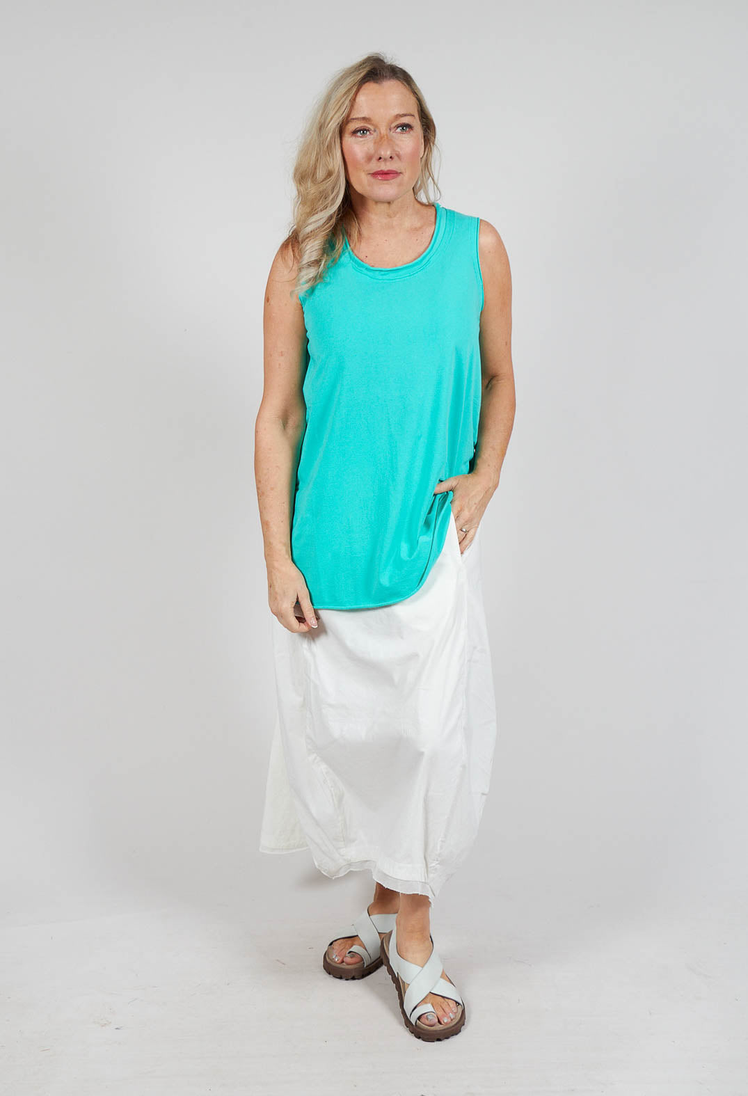 Jersey Vest Top in Aqua Jersey Vest Top in Aqua