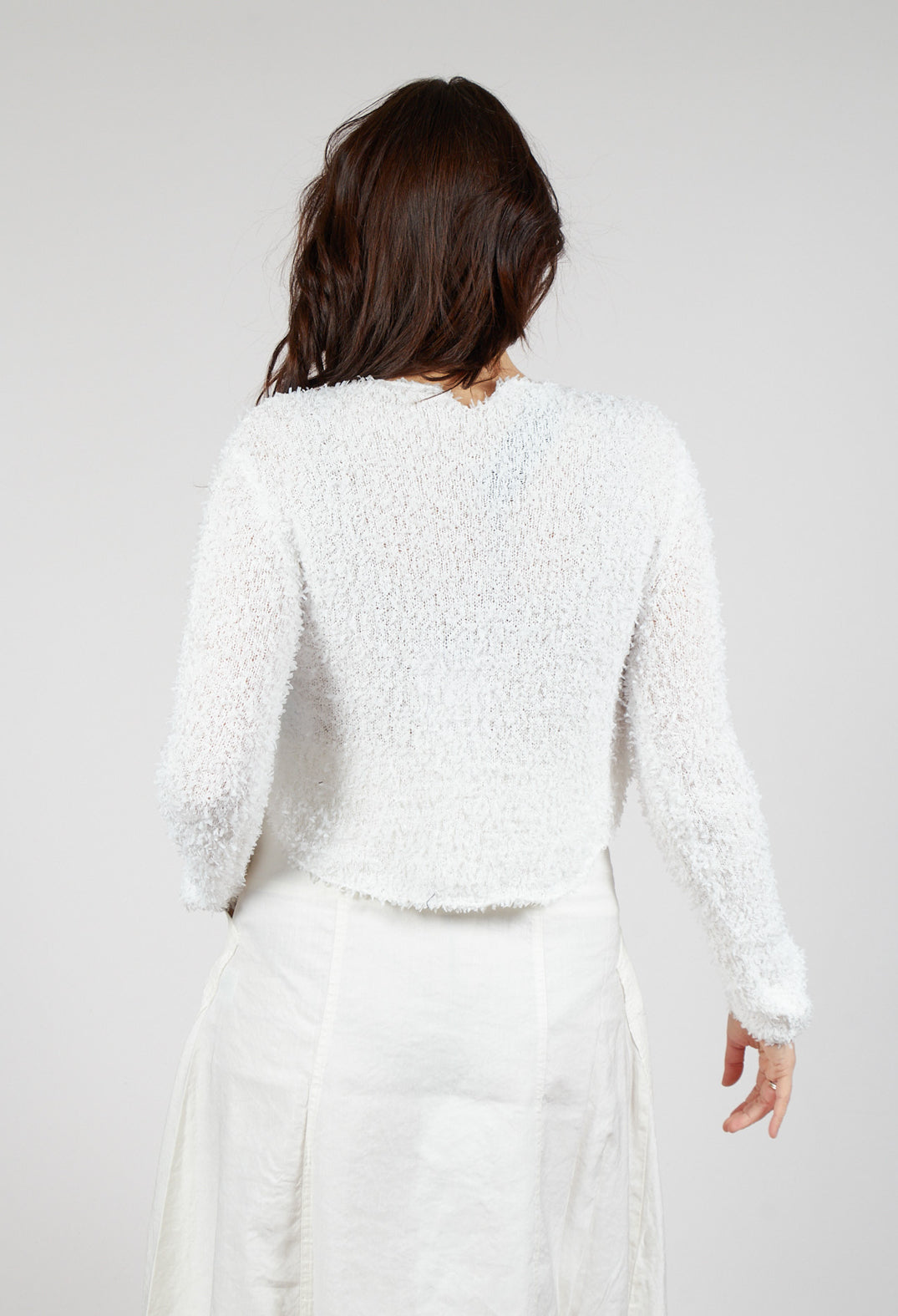 Textured Cropped Cardigan in Offwhite