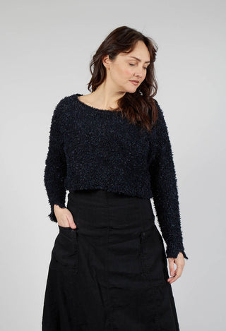 Textured Cropped Jumper in Black