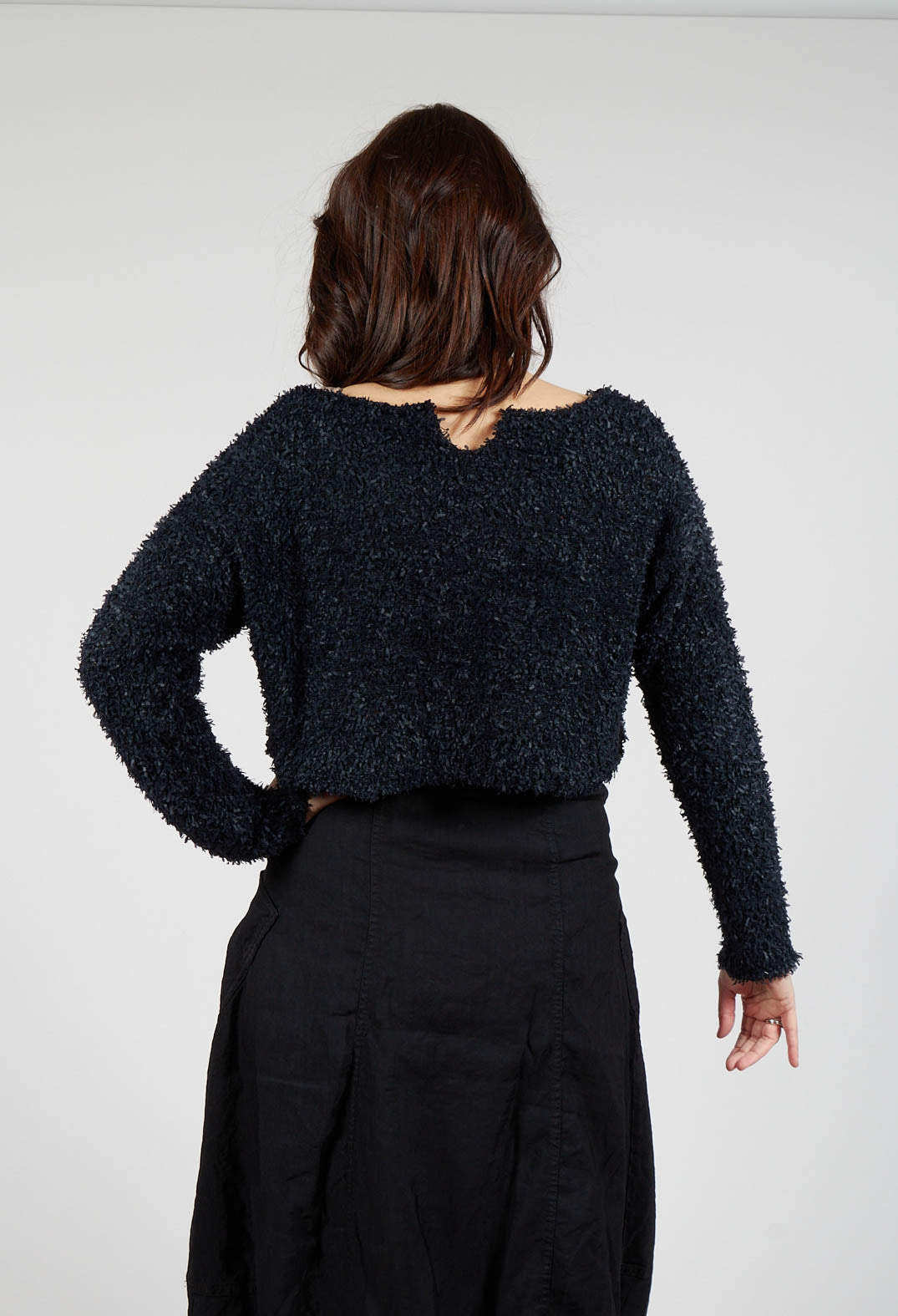 Textured Cropped Jumper in Black