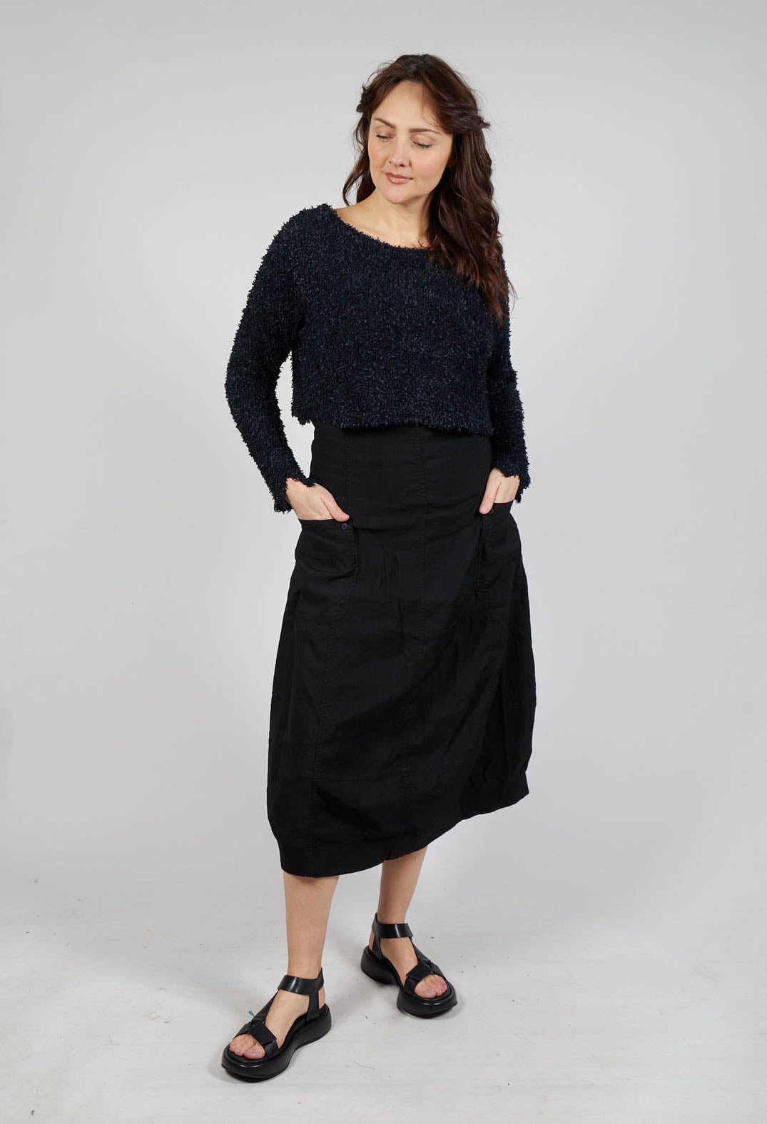 Textured Cropped Jumper in Black