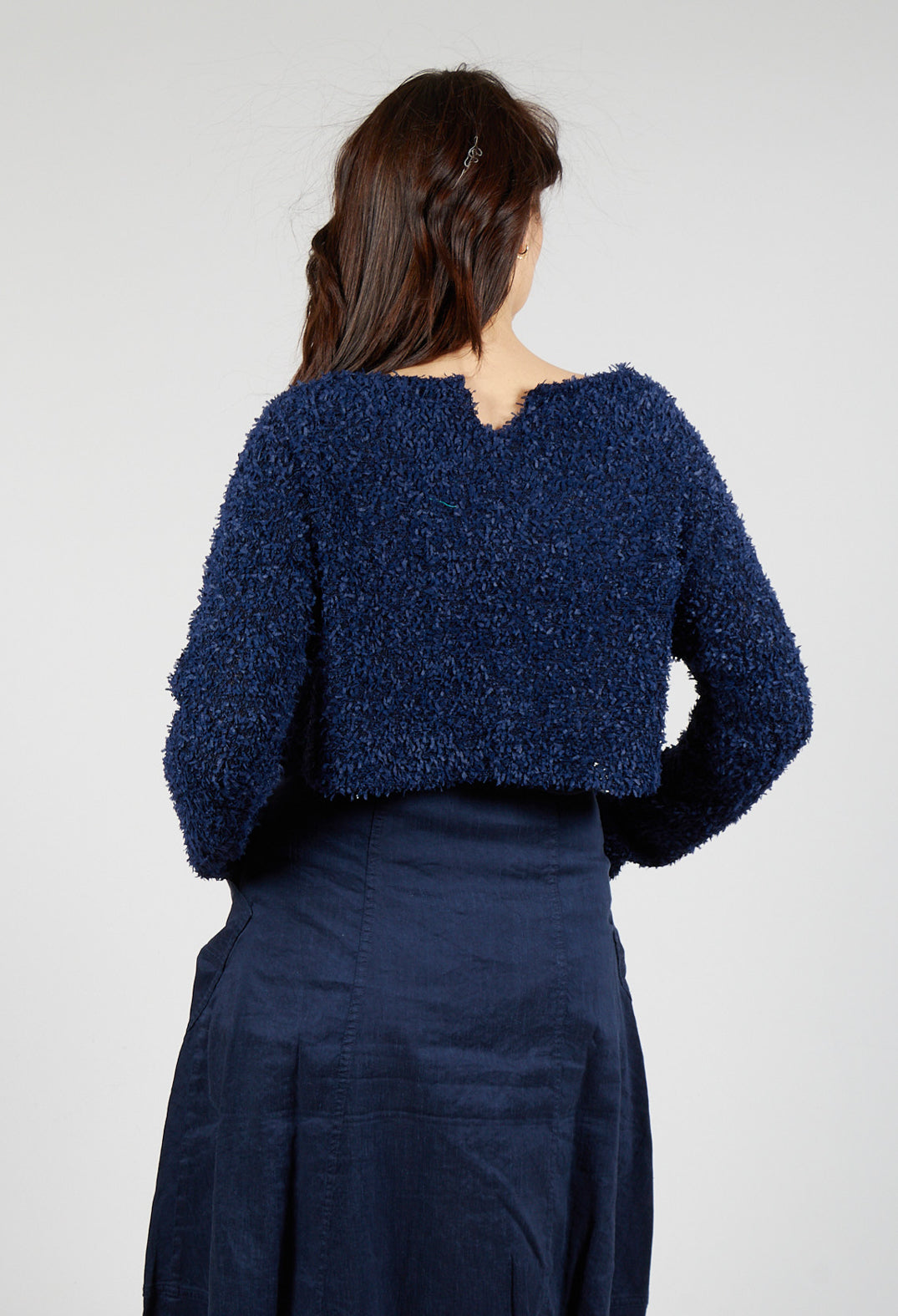 Textured Cropped Jumper in Navy