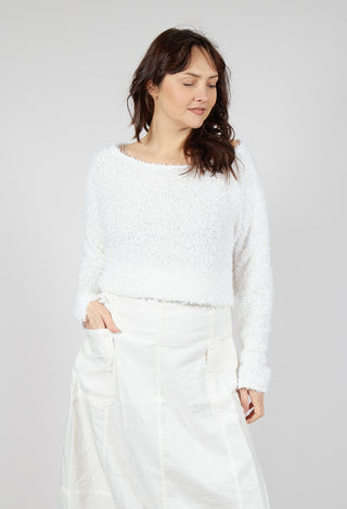 Textured Cropped Jumper in Offwhite