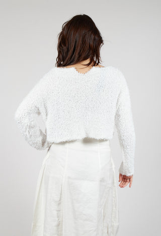 Textured Cropped Jumper in Offwhite