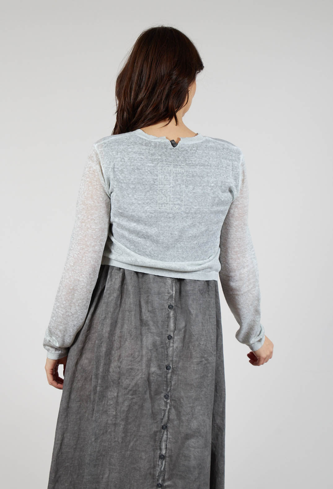 Lightweight Cropped Cardigan in Grey Cloud Print