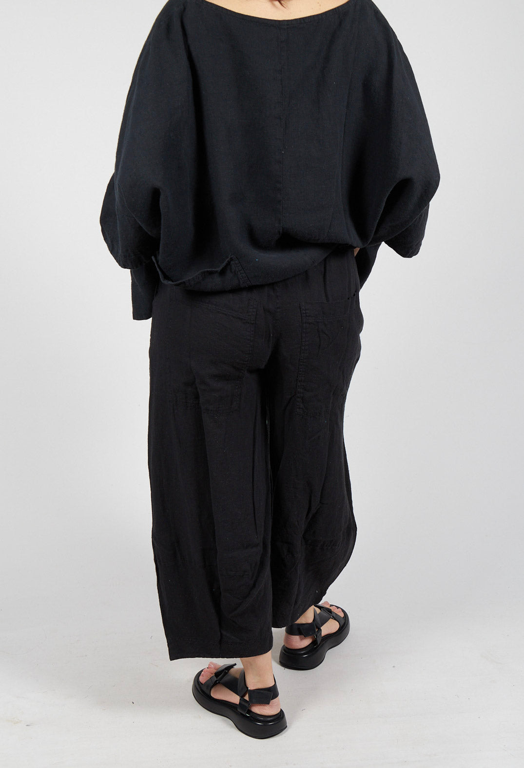 Cargo Linen Trousers in Black