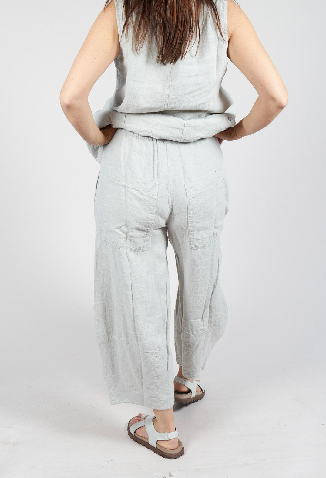 Cargo Linen Trousers in Grey