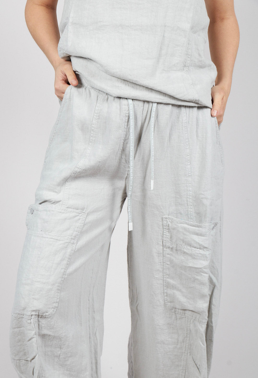 Cargo Linen Trousers in Grey