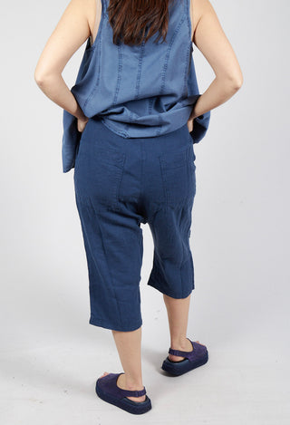 Drop Crotch Linen Trousers in Navy