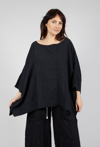 Oversized Linen Top in Black