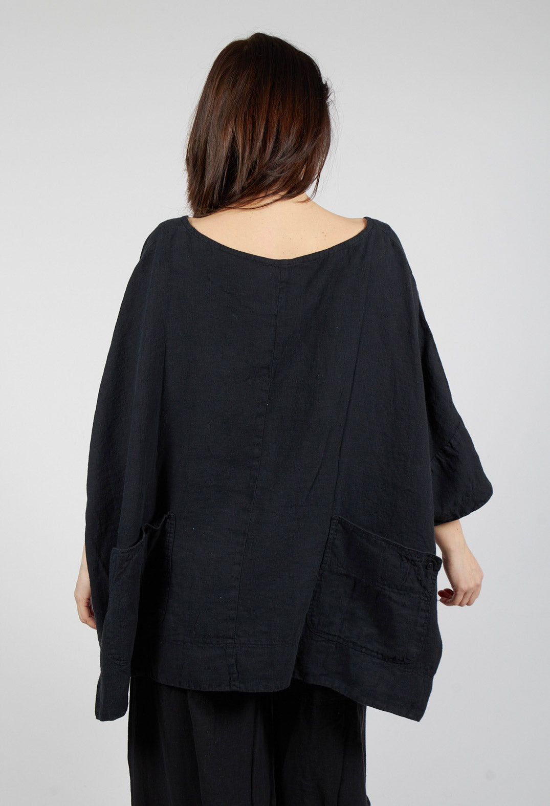 Oversized Linen Top in Black